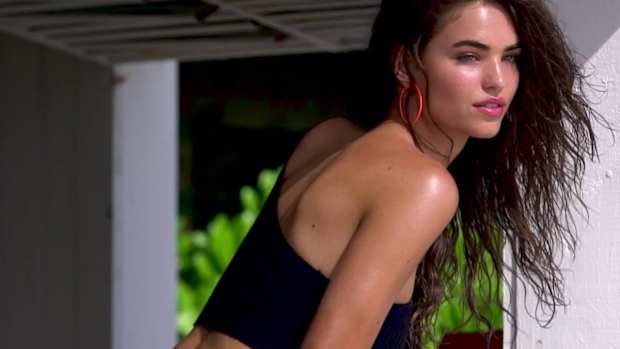 Robin Holzken wears an unusual swimsuit